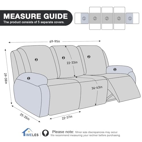 Timeless Recliner Covers for 3 Cushion Gray Sofa
