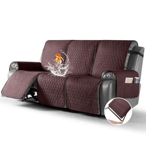 TAOCOCO 100% Waterproof Recliner Sofa Cover, Non-Slip Brown 3 Seater — Coffee
