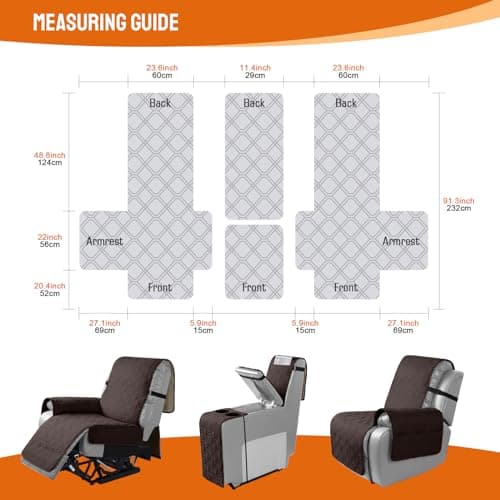 Waterproof Loveseat Recliner Cover with Console for Pets - Chocolate