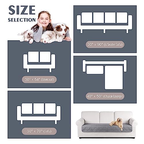 TAOCOCO 100% Waterproof Reversible Sofa Cover for Loveseat and U-Shaped Couches Light Gray