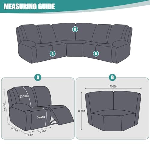 Ruaozz Chocolate L-Shaped Stretch Recliner & Chaise Cover