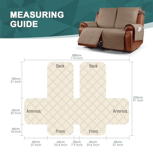 Ruaozz Waterproof Recliner Sofa Cover for Kids, Dogs, Pets (Light Brown, 2 Seater)