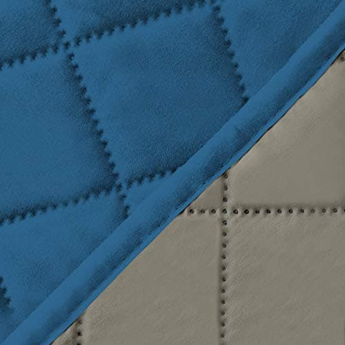 Oversized Loveseat Recliner Cover, Reversible for Pets, Gray/Light Gray — Peacock Blue/Beige