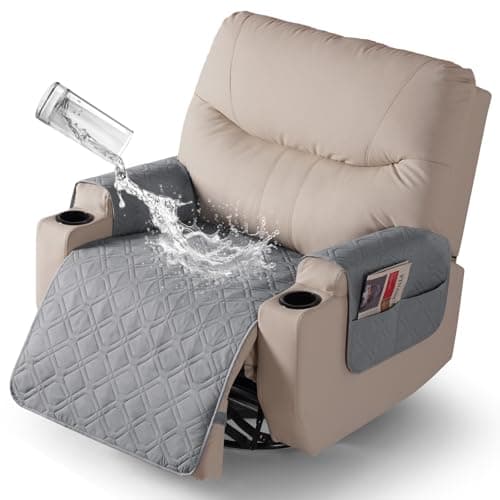 VANSOFY Dark Gray Recliner Chair Covers, 100% Waterproof & Non-Slip — Light Gray