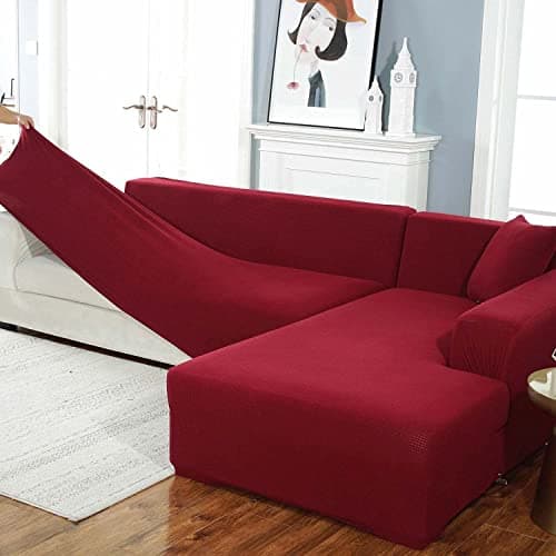 Durable Dark Gray 2 Seater Stretch Slipcover for Couches & Sectionals — Red
