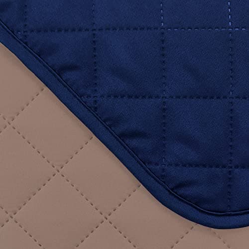 U-NICE HOME Oversized Recliner Chair Covers, Water Resistant & Pet Friendly (28", Coffee/Beige) — Navy/Camel
