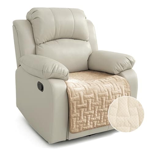 Waterproof Velvet Couch Recliner Cover, Non-Slip Sectional Protector, 23x38 Beige