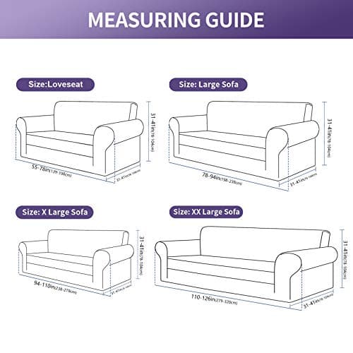 Joccun Gray Spandex Stretch Couch Cover, 3-Cushion Sofa Protector