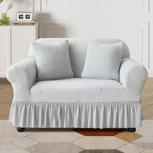 WONGS BEDDING Stretch Velvet Sofa Slipcover, Dark Gray, Pet Friendly — Light Gray