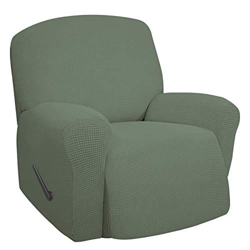 Oversized Recliner Stretch Sofa Slipcover, Dark Gray, Elastic Bottom — Greyish Green
