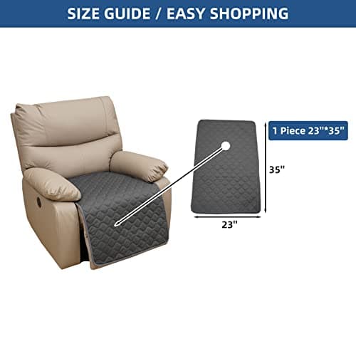 Eismodra Waterproof Recliner Chair Covers, Anti-Slip Sofa Protector, Gray