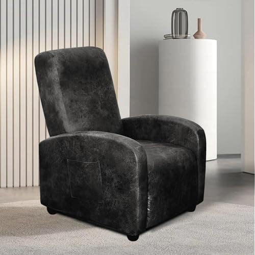 Leather-Like 4-Pieces Recliner Chair Covers for Small Adjustable Chairs, Chocolate — Black
