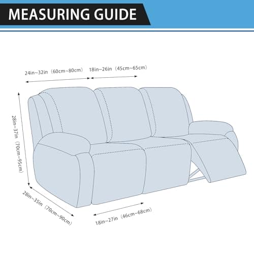 8-Piece Washable Spandex Slipcovers for Leather Look 3-Seater Recliner Couch
