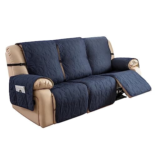 Genina 100% Waterproof Couch Covers for 2 Cushion Reclining Sofas (Dark Gray) — Navy Blue