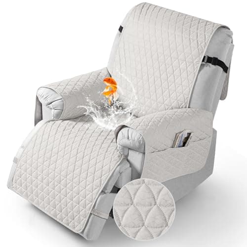 TAOCOCO Recliner Cover - 100% Waterproof, Non-Slip, Elastic Band (Black, Small-22') — White
