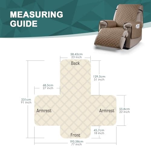 Ruaozz 100% Waterproof Recliner Chair Cover with Elastic Straps for Kids, Dogs, Pets
