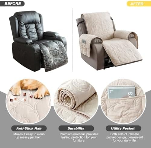 100% Waterproof Recliner Chair Cover for Pets and Kids (Beige, 2|6" Recliner Chair)
100% Waterproof Non-Slip Fabric Recliner Couch Cover for Living Room (Beige, 2|6" Recliner Chair)
Washable 100% Waterproof Recliner Chair Cover for Pets and Kids (Bei