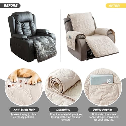100% Waterproof Recliner Chair Cover, Non-Slip Fabric for Living Room