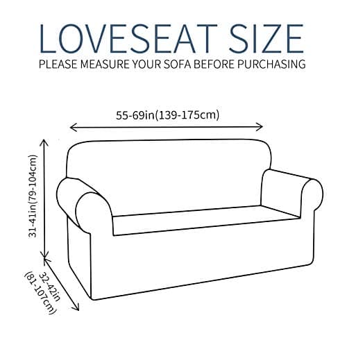 JIVINER High Stretch Loveseat Sofa Slipcover Light Gray Small Checks