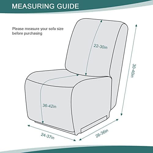 Ruuozz Grey Loveseat and Armless Chair Recliner Cover