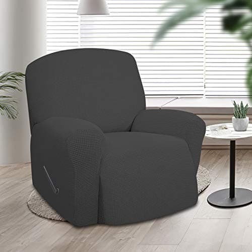 Oversized Recliner Stretch Sofa Slipcover, Dark Gray, Elastic Bottom