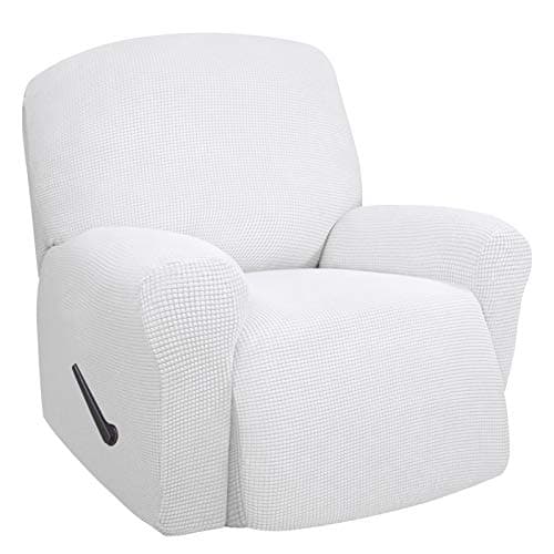 Oversized Recliner Stretch Sofa Slipcover, Dark Gray, Elastic Bottom — Snow White