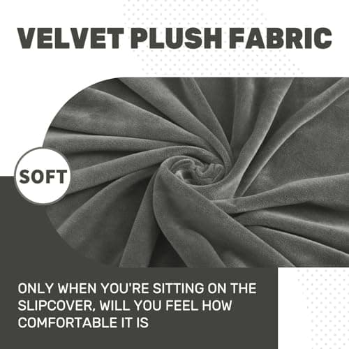 ZNSAYOTX Thicker Soft Grey Velvet Recliner Cover with Side Pockets