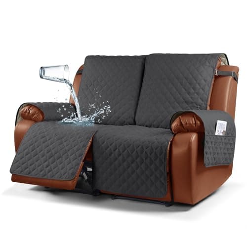 Ruaozz Waterproof Recliner Sofa Cover for Kids, Dogs, Pets (2 Seater, Charcoal Grey)