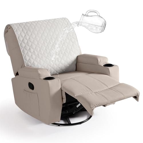 Waterproof Recliner Chair Cover with Straps, Dark Grey, Washable - for Reclining Chairs — Beige