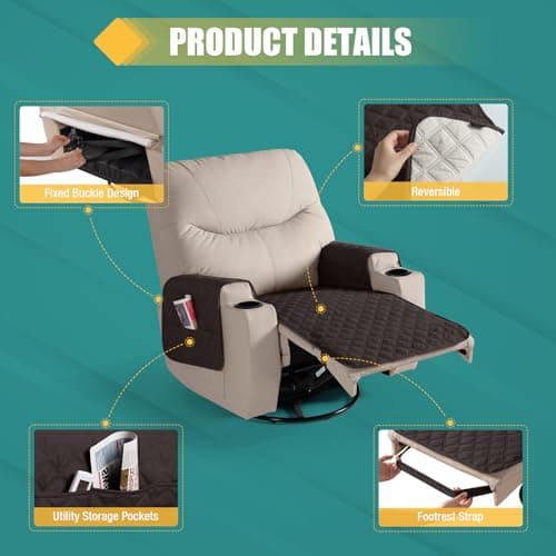 Ruaozz Waterproof 3 Seater & Recliner Sofa Cover, Chocolate