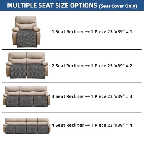 Dark Gray Eismodra Recliner Chair Cover, Washable & Stays in Place