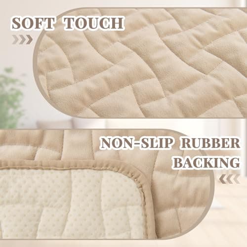 Waterproof Velvet Couch Recliner Cover, Non-Slip Sectional Protector, 23x38 Beige