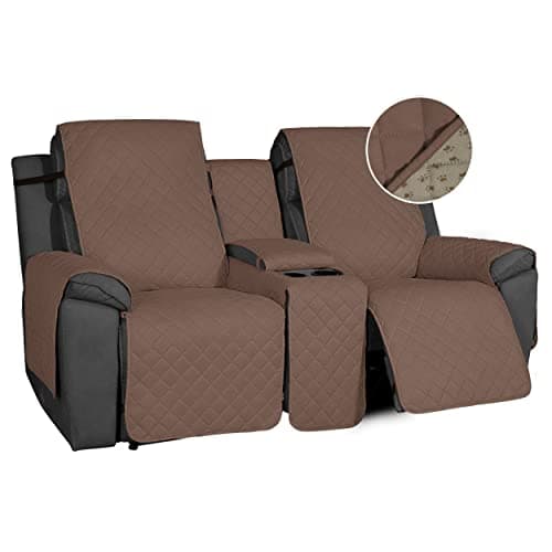 Water Resistant 2-Piece Gray Dog Cover for Non-Slip Loveseat Recliner Sofa — Brown