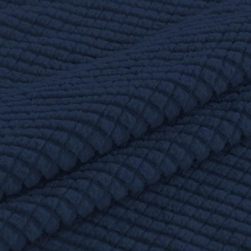 Turquoize 3-Piece Sofa Covers for 2-Cushion Couch, Washable Biscotti Beige Jacquard Slipcovers — Navy