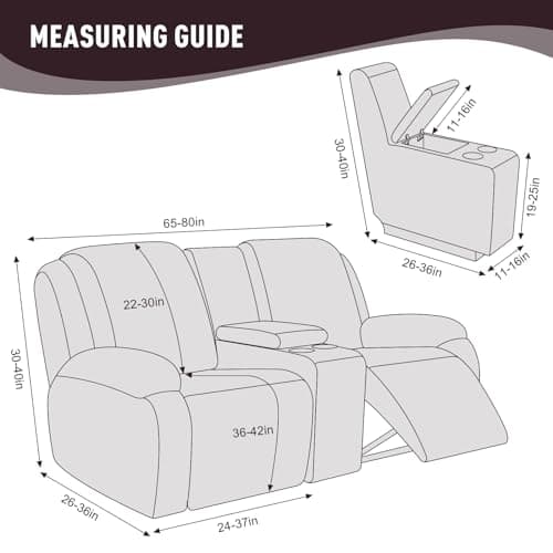 KinCam Loveseat Recliner Slipcover with Middle Console, Chocolate Stripe Protector (2 Seat Couch)