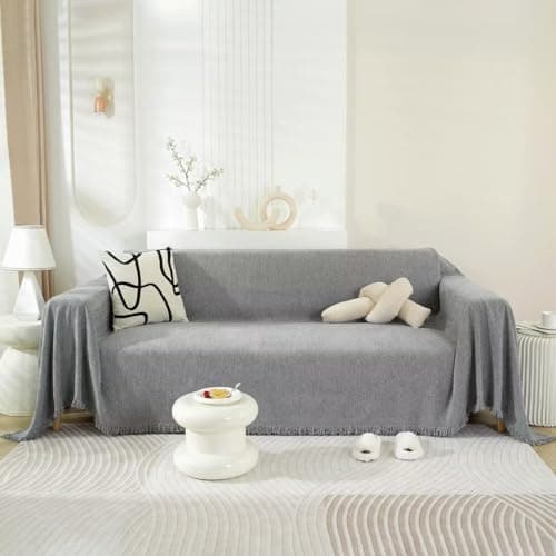 ROOMLIFE Reversible Sofa Covers for 3 Seat Reclining Futon - Washable Kids & Pet Protector 71"x134" — Aa.gray