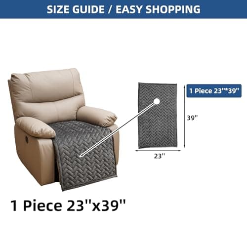 Dark Gray Eismodra Recliner Chair Cover, Washable & Stays in Place