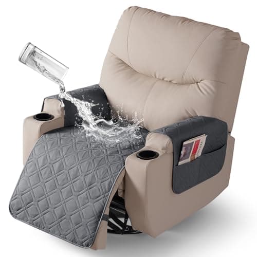 VANSOFY Dark Gray Recliner Chair Covers, 100% Waterproof & Non-Slip — Neutral Gray