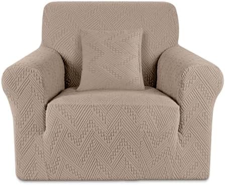 Stretch Chair Sofa Slipcover with Non-Slip Armchair Cover for Soft Protection (1 Seater, Ivory) OEKO-TEX STANDARD 100  
Stretch Armchair Cover with Non-Slip Back for Comfort and Easy Cleaning (1 Seater, Ivory) OEKO-TEX STANDARD 100  
Soft Jacquard Th