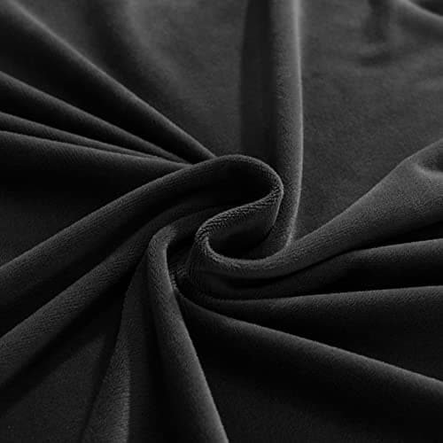 Wear-Resistant Stretch Velvet L-Shaped Sofa Cover for Left/Right Sectionals (Camel, Single Seat) — Black