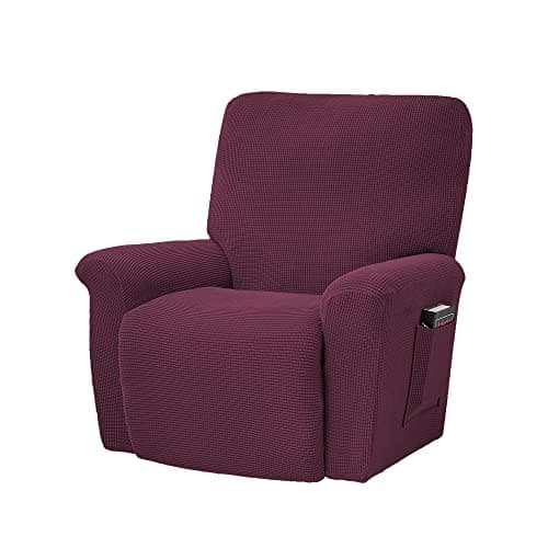 Conruser Jacquard Stretch Recliner Chair Cover (Yellow) — Burgundy