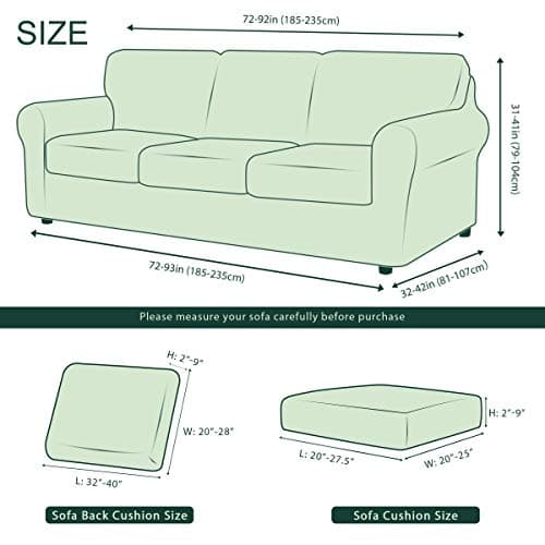 CHUN YI 7 Piece Stretch Couch Cover, 3 Seater with Elastic Backrests and Cushions(Large, Brick)