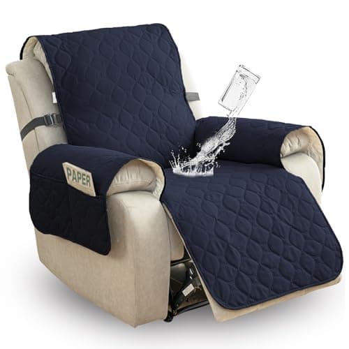 100% Waterproof Non-Slip Recliner Sofa Cover, Pet & Wine Protection (Beige, Loveseat) — Navy