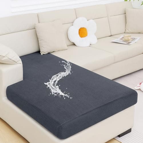 Smiry Grey Elastic Chaise Lounge Sofa Cover