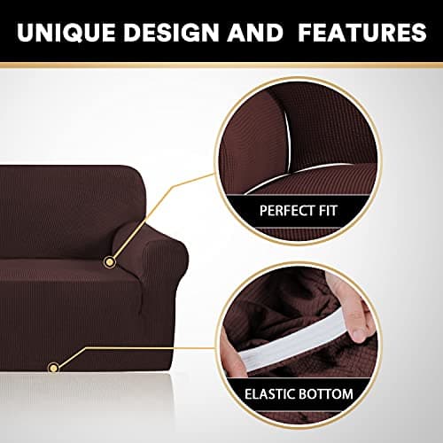 PrinceDeco Stretch Loveseat Sofa Cover, Brown, Washable Pet Friendly
