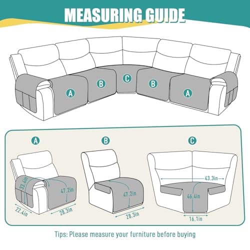 Ruaozz Chocolate L Shape 5 Seat Recliner Sectional Couch Cover