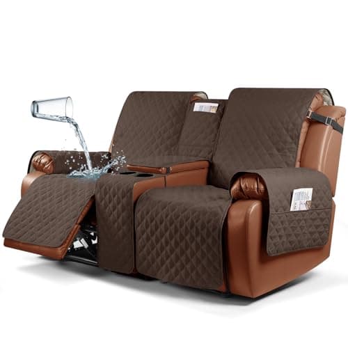 Waterproof Recliner Loveseat Cover for Double Recliner Sofa (Dark Brown)