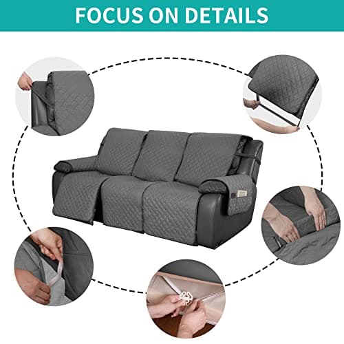 Waterproof Recliner Sofa Cover, Gray/Light Gray, Washable & Reversible