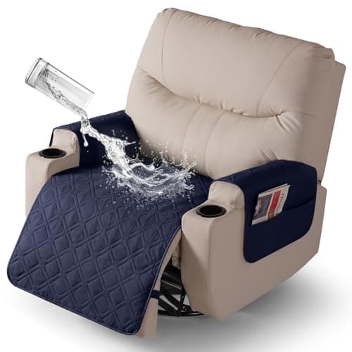 VANSOFY Dark Gray Recliner Chair Covers, 100% Waterproof & Non-Slip — Dark Blue