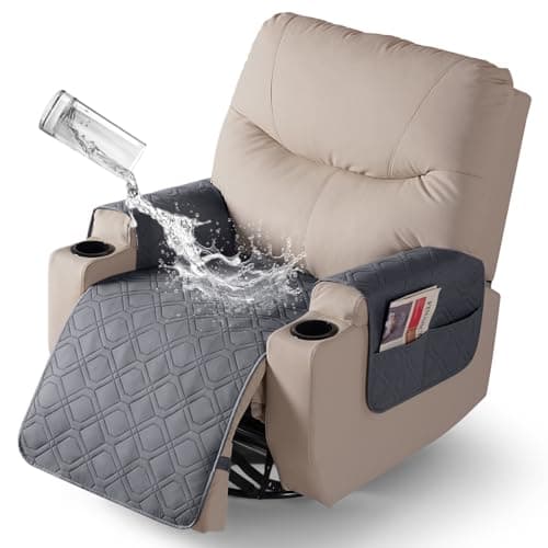 VANSOFY Dark Gray Recliner Chair Covers, 100% Waterproof & Non-Slip